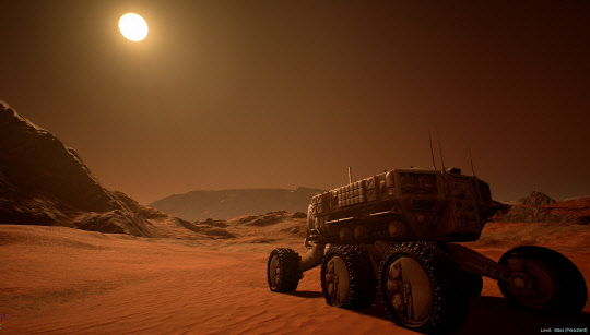 엠게임의 '우주탐험 VR' 속 월면차의 모습  엠게임 제공